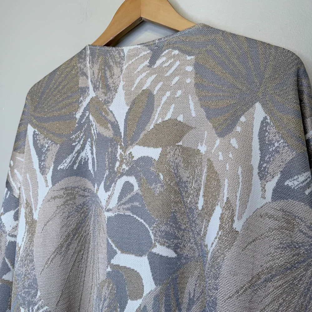 ZARA | Metallic Botanical Oversized Textured Sweater Kimono Coat Maxi Cardigan - Picture 6 of 11